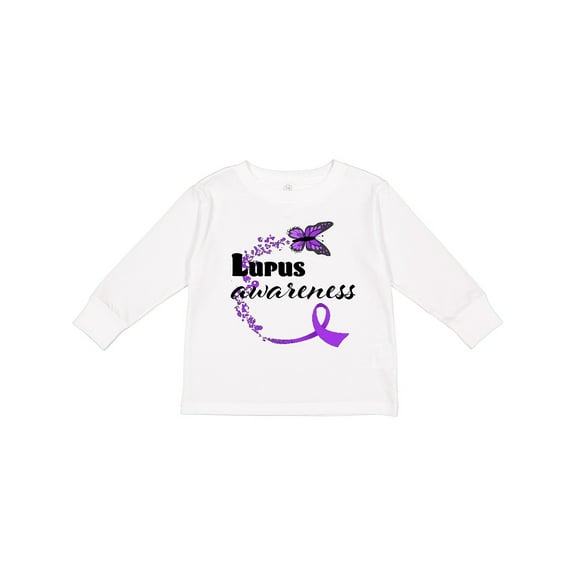 Inktastic Lupus Awareness butterfly ribbon Boys or Girls Long Sleeve Toddler T-Shirt