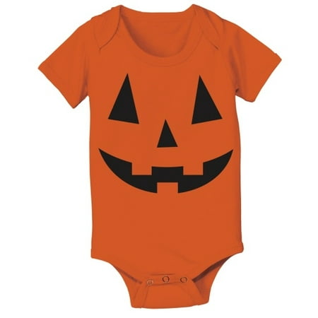 Baby Face Photo - Pumpkin Face Teeth New Born Orange Baby One Piece