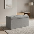 thumbnail image 3 of Home Design Upholstered Folding Storage Bench – Grey Linen, Padded Seat with Hidden Storage, Collapsible Design, 3 of 9