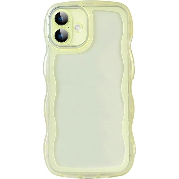 MYKOMI Compatible with iPhone 16 Plus Clear Case,Cute Solid Color Curly Wave Frame Transparent Soft Silicone Anti-Scratch Shockproof Protective Slim Case for Women Girls