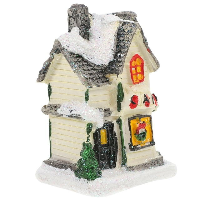 FELTECHELECTR 1 casa luminosa navideña con lámpara LED, modelo de villa de resina, recuerdo de fiesta