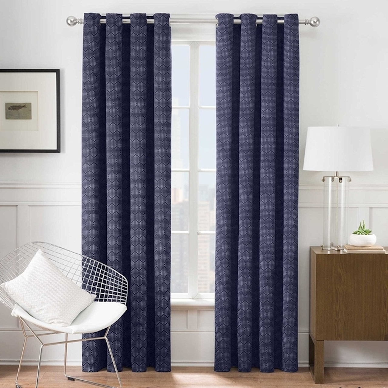 Times Square® 63"L, 1 Grommet Window Curtain Panel Navy Walmart Canada