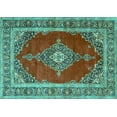 thumbnail image 1 of Ahgly Company Machine Washable Indoor Rectangle Medallion Turquoise Blue Traditional Area Rugs, 2' x 3', 1 of 4