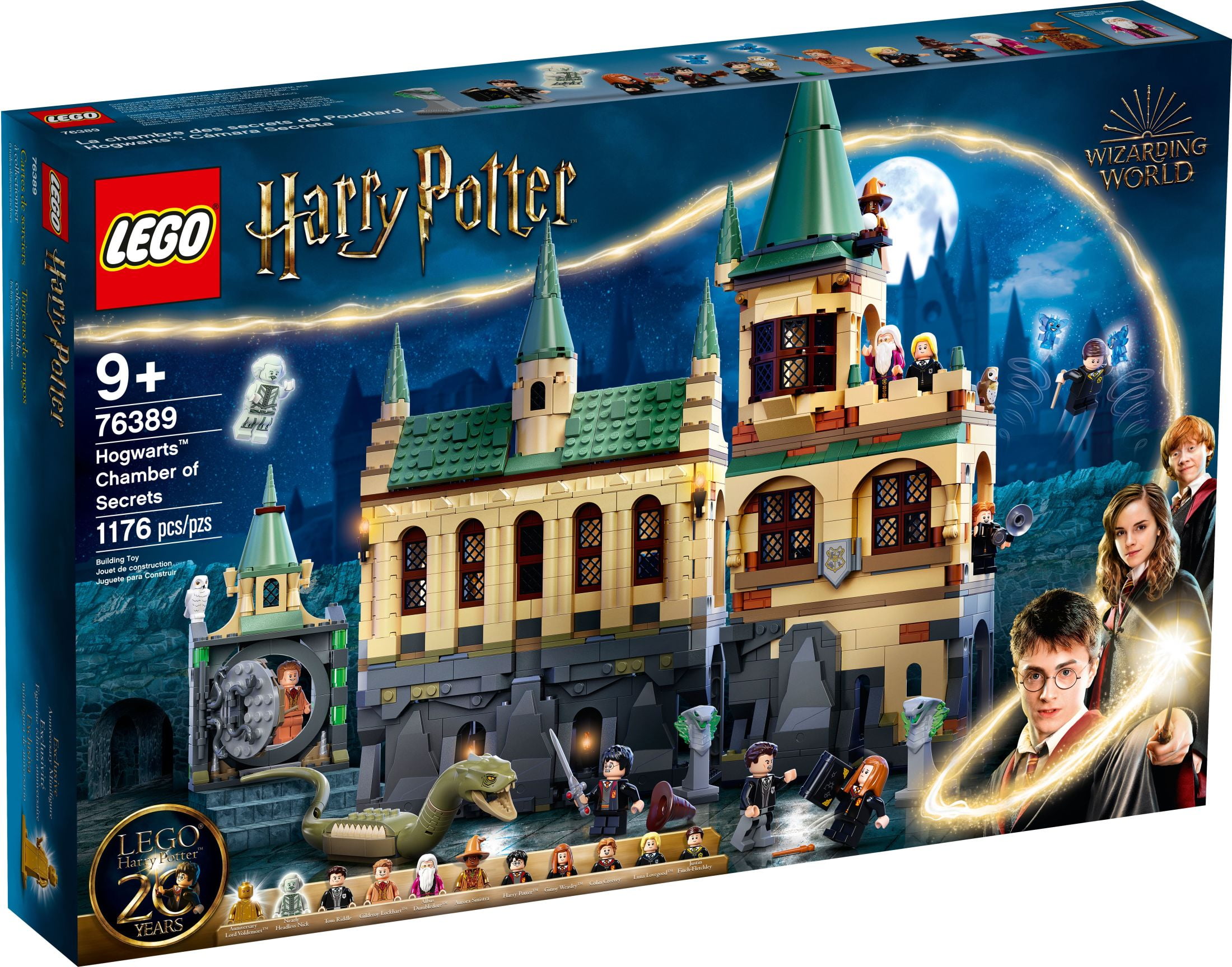 LEGO Harry Potter Hogwarts Chamber of Secrets 76389 Castle Toy with The Great Hall, 20th Anniversary Model Set with Collectible Golden Voldemort Minifigure and Glow-in-the-Dark Nearly Headless Nick