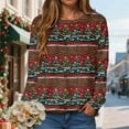 thumbnail image 2 of Kaprioy Christmas Sweatshirts for Women Cute Funny Santa Claus Sleigh Holiday Graphic Shirt Loose Casual Fall Fashion Pullover Tops Dark Green, M, 2 of 6