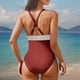 thumbnail image 4 of Traje de baño de bikini de verano para mujer, de color liso, con cojín en el pecho y sin soporte de acero, sin espalda, con tirantes, de nailon., 4 of 5