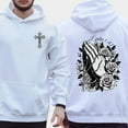 thumbnail image 3 of Unisex Graphic Pullover Hoodie, Praying Hands Design, Long Sleeve, Cotton Blend Material, 3 of 6