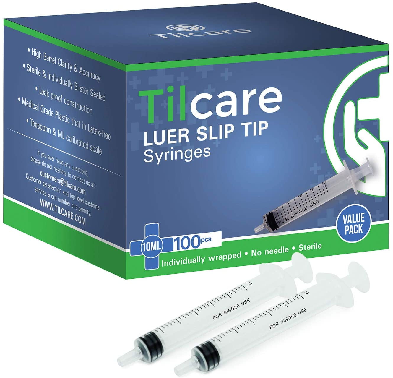 10ml Syringe Without Needle Luer Slip 100 Pack by Tilcare Sterile