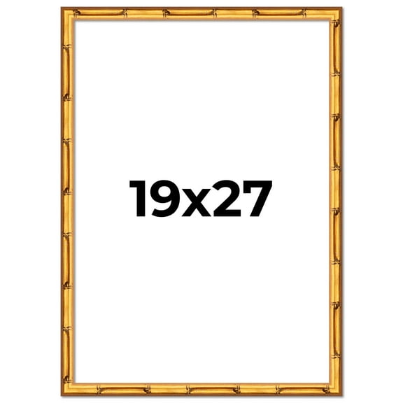 19x27 Frame Gold Bamboo Solid Wood Picture Frame | 0.75 Inch Moulding Width | Interior Frame Depth
