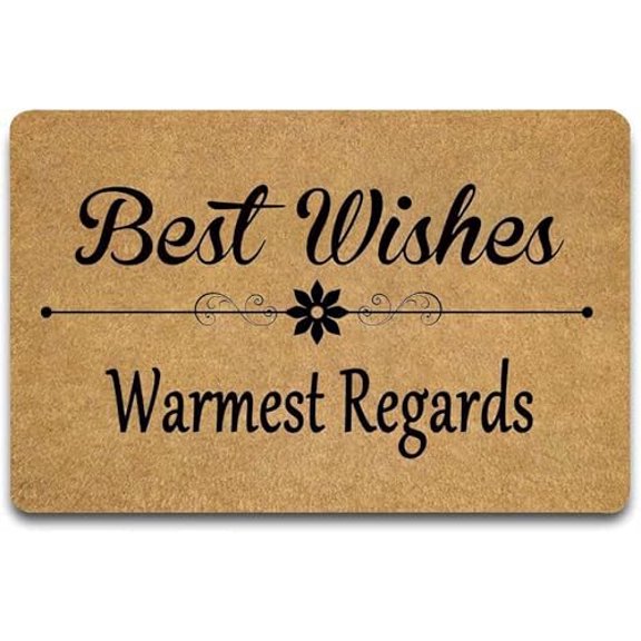 Doormat Best Wishes Warmest Regards Indoor Outdoor with Backing Funny Rug Non Slip Doormat Entry Front Floor Mat Gift 17x30 Inch.
