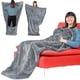 thumbnail image 1 of Manta con bolsillo para los pies EzRallora, forro polar ligero, plateado y gris, 1 of 8