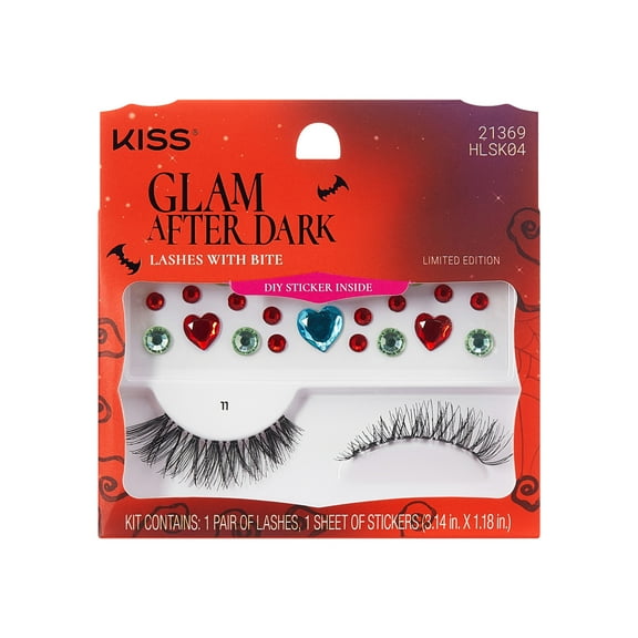 KISS Halloween False Eyelashes, ‘Style #11’, 12mm, Natural Volume, 1 Pair KISS Lashes