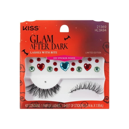 KISS Halloween False Eyelashes, ‘Style #11’, 12mm, Natural Volume, 1 Pair KISS Lashes