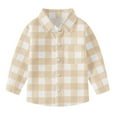 thumbnail image 7 of Children Plaid Pocket Button Up Shirt Long Sleeve School Uniform Top Checkered Print Boys Girls Casual Tops Ages 6Months-8Years, 7 of 7