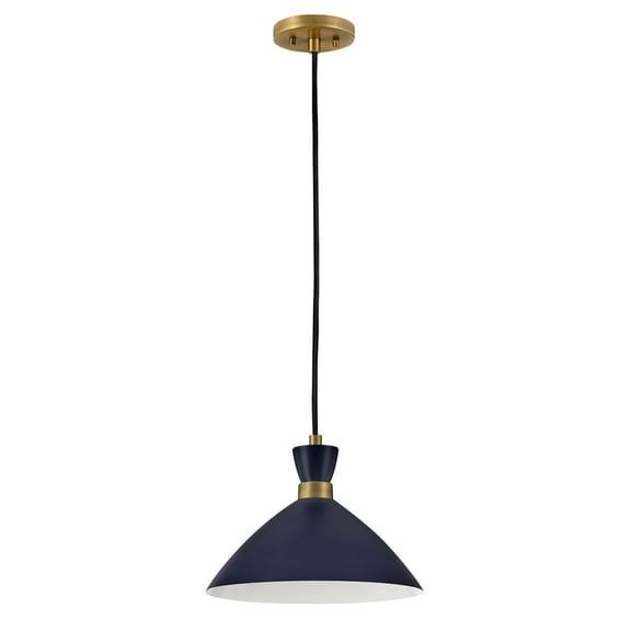 83257MV-HB Lark Simon - 1 Light Pendant In Mid-Century Modern Style-10 Inches Tall and 13 Inches Wide-Matte Navy/Heritage Brass Finish