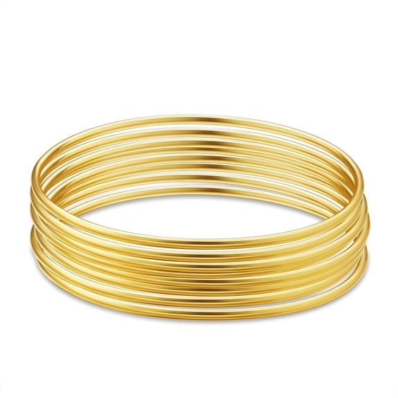 Brass Buddhist Bangle Sets Real 24K Gold Plated 2-1/2 inches(6.5cm) 8pcs/set