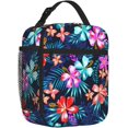 thumbnail image 2 of Insulated Lunch Bag Bottle Pouch Holder Large Thermal Cooler Bag For Adult Leakproof Bag For Adult Work, Camping, Picnic (Tropical Colorful Flowers Palm Tree Leaves), 2 of 6