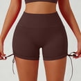 thumbnail image 4 of felwors High Waisted Yoga Shorts Ruched Drawstring Tummy Control Lifting Athletic Running Coffee for Size S, 4 of 5