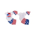 thumbnail image 2 of Michellecmm 4th of July Baby Boys Outfits Letter Glasses Print Bow Short Sleeve Rompers Stripe Stars Print Shorts Hat 3Pcs Clothes Set, 2 of 9