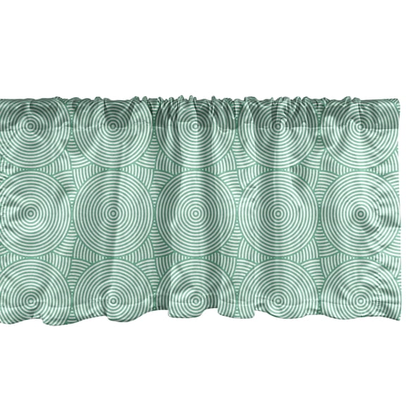 Ambesonne Retro Window Valance, Monochrome Concentric Circles, 54" X 18", Sea Green and White