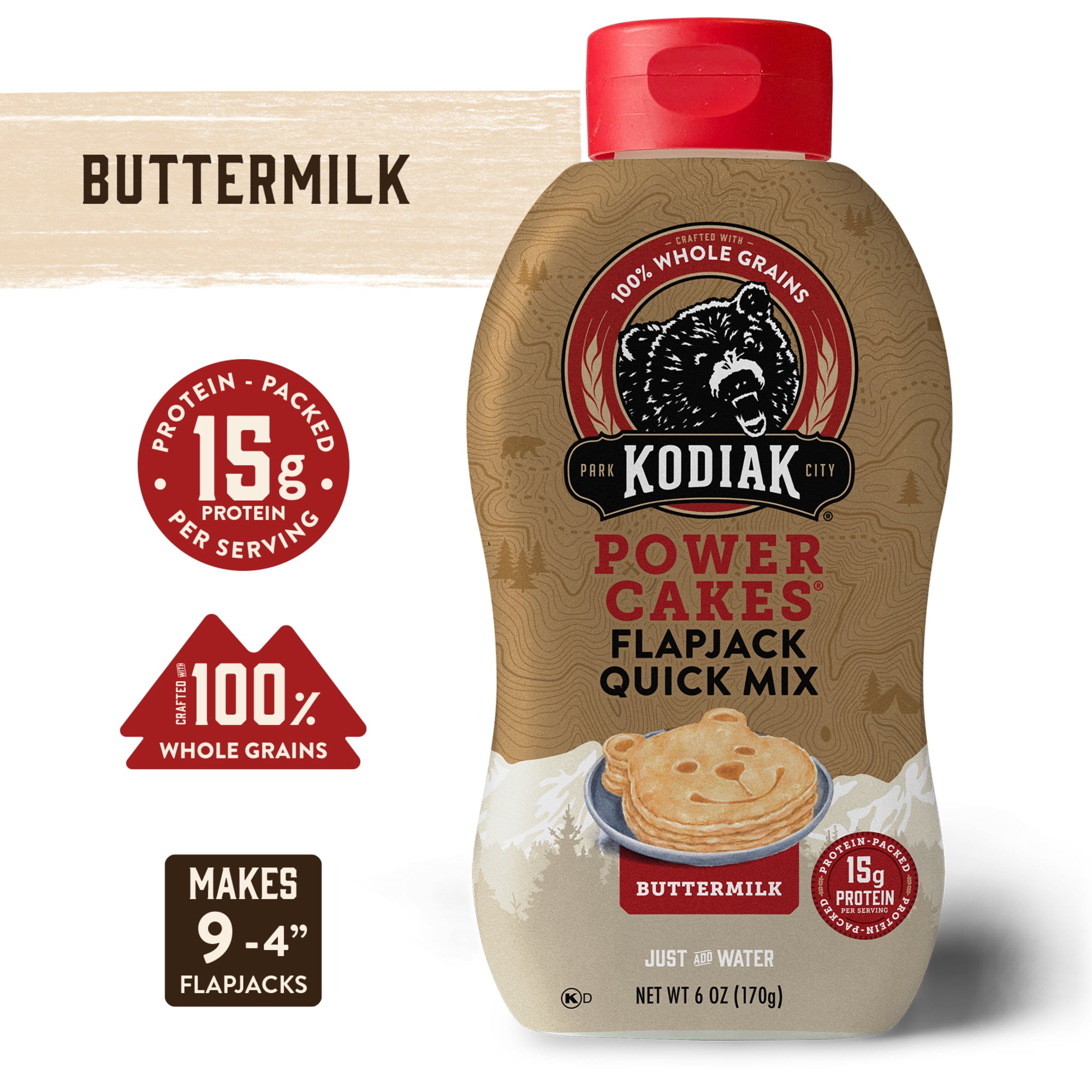 (3 pack) Kodiak Quick Mix Power Cakes Buttermilk Pancake and Waffle Mix, 6 oz