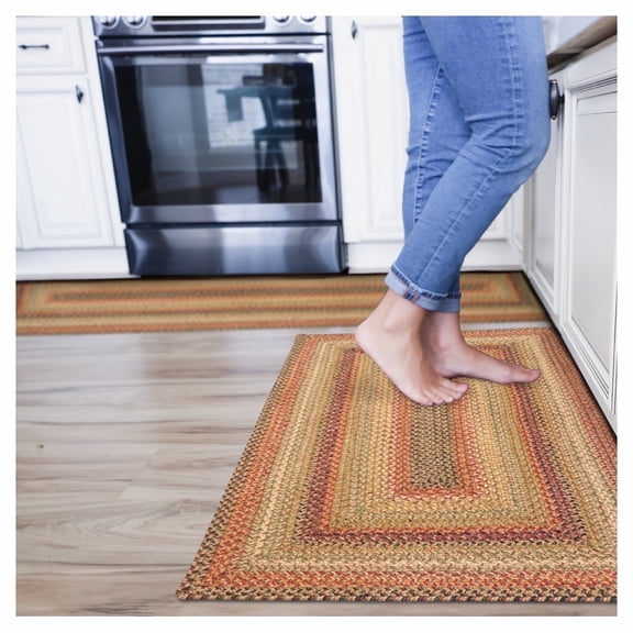 Homespice 2x3' Multi Color Braided Rug. Kingston Multi Color and White Jute Rug. Uses- Entryway Rugs, Kitchen Rugs, Bathroom Rugs. Reversible, Rustic, Country, Primitive, Farmhouse Decor Rug