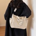 thumbnail image 4 of CGCBAG Bolso de mano de lona de pana de moda para mujer, bolso de hombro informal de gran capacidad, bolso cruzado de diseñador simple y sólido, bolsos de mano para mujer, 4 of 5