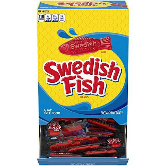 SWEDISH FISH Individually Wrapped .. Soft & Chewy Candy, .. 3.12 pounds 240 Count .. Box
