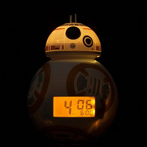 7.5 inches tall official boy girl white/orange BulbBotz Star Wars 2020503 BB-8 Kids Light Up Alarm Clock LCD display plastic 