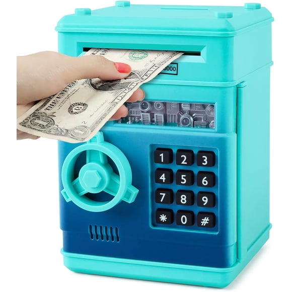 Refasy Boy Toys Age 6-8,Electronic Piggy Bank,Password Money Bank Toys for Kids,ATM Piggy Bank Money Saving Box,Birthday Xmas Gifts for Boys Girls(Blue Green)