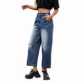 thumbnail image 3 of Pantalones Vaqueros de Mujer, Estilo Vintage, de Pierna y Tiro Medio, Holgados, Estilo Boyfriend, Hasta el Tobillo, Y2K Azul XL, 3 of 9