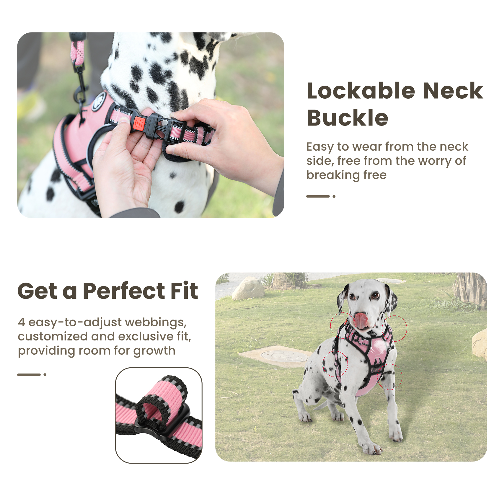 Furryfection No-Pull Dog Harness and Leash Set, Pink photo 8