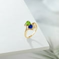 thumbnail image 4 of Gem Stone King 18K Yellow Gold Plated Silver Green Peridot Blue Created Sapphire Ring for Women (1.66 Cttw, Heart Shape 6MM, Gemstone August Birthstone, Size 5), 4 of 4