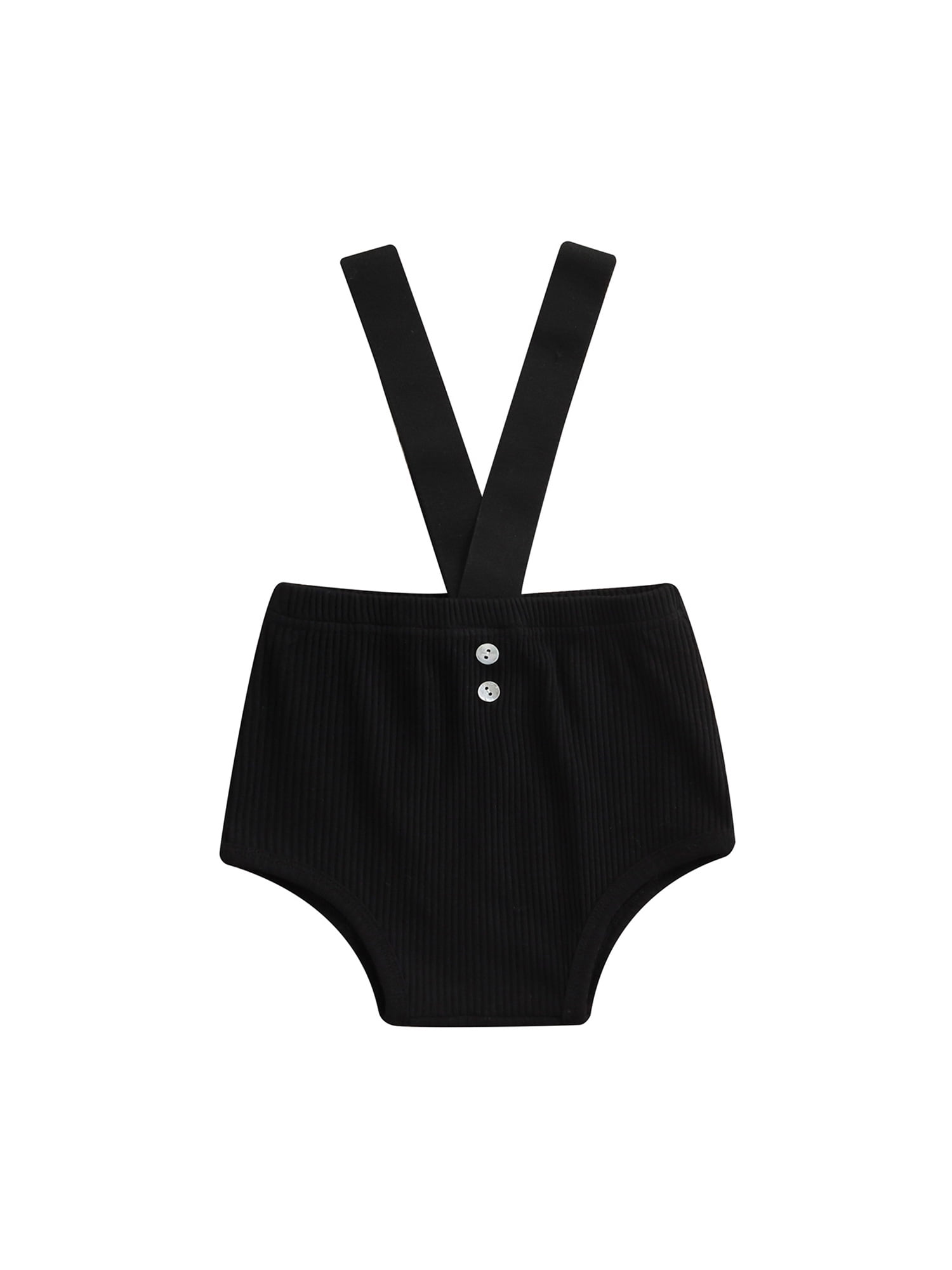 Domingbub Baby Girl Boy Overalls Shorts Solid Color Ribbed Strap