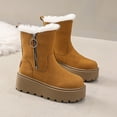 thumbnail image 5 of Miluxas Winter Snow Boots for Women Warm Fleece Lined Ankle Booties Wide Calf Side Zipper Round Toe Boots Faux Suede Platform Booties Comfortable Outdoor Non-Slip Walking Boot Brown 7(39), 5 of 9