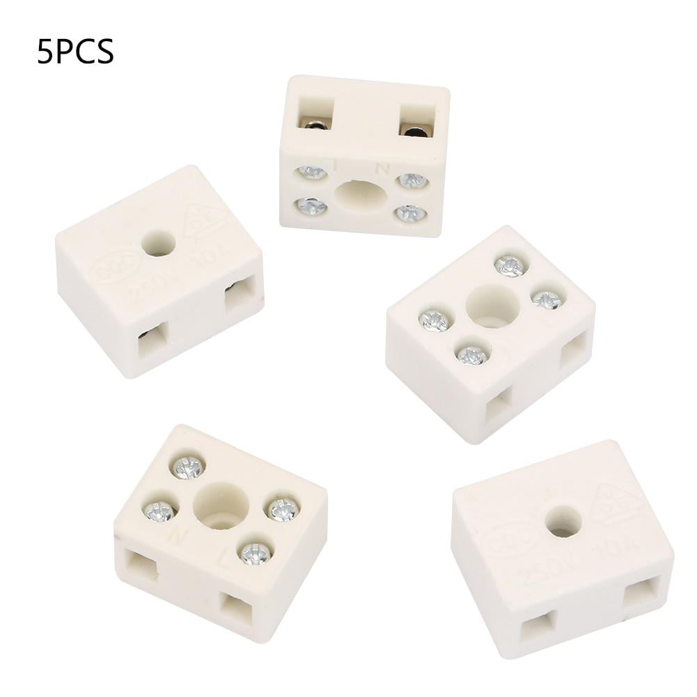 5pcs High Quality Wire Connector 2-Position 5 Hole Ceramic Wiring Terminal