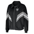 thumbnail image 2 of Women's WEAR by Erin Andrews Black Las Vegas Raiders Yarn Dye Stripe Full-Zip Jacket, 2 of 3