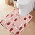 thumbnail image 3 of 2 Piece Soft Bathroom Rug Set Strawberry and Flower Bath Mat and U-Shaped Toilet Contour Rug (16"x24"+20"x24"), 3 of 4