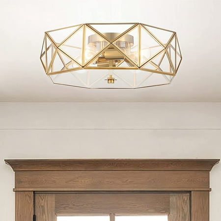 

Vanity Art 4 Light 16.93 Inches Unique Statement Geometric Flush Mount Lighting | Modern Hanging Ceiling Lights Fixtures for Dining Room Living Room Bed Room Kitchen SYBG1704-BD