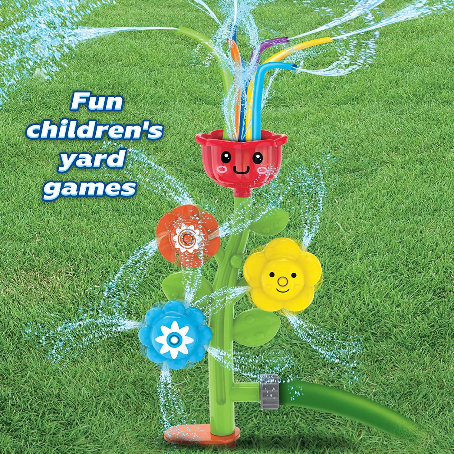 Splash Buddies Colorful Flower Sprinkler for Kids, Outdoor Summer Fun Toys, Backyard Sprinkler Game for Children, Spinning Sprinkler Toy, Attaches to Hose