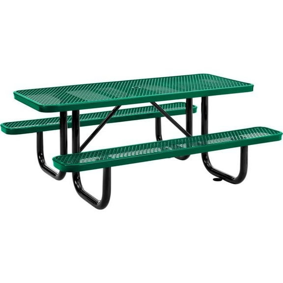 6 ft. Rectangular Outdoor Steel & Expanded Metal Picnic Table, Green