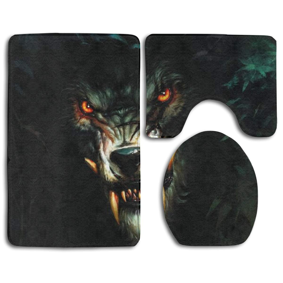 GOHAO Werewolf 3 Piece Bathroom Rugs Set Bath Rug Contour Mat and ...