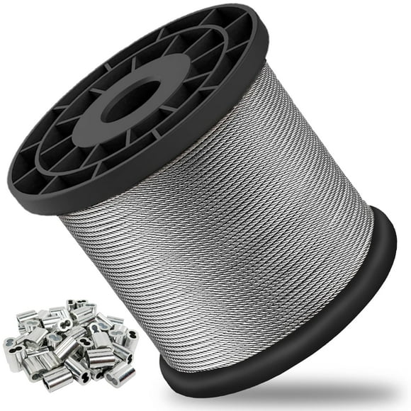 Cable de acero inoxidable 304 de 328 pies con engarce de 150 m