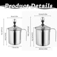 thumbnail image 3 of Milk Frother, Stainless Steel Manual Milk Foamer, Handheld Coffee Milk Frothing Pitchers, Manual Operated Milk Foam Maker For Cappuccino Coffee Latte Hot Chocolate, 1 Pcs, 800 ml, 7.6x4.3", 3 of 5