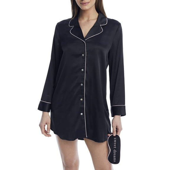 Reveal Womens Washed Satin Sleep Shirt Style-REES34