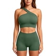 thumbnail image 6 of Miqool Women's 2-Piece Workout Set One Shoulder Sports Bra and High Waist Biker Shorts Seamless Ribbed Activewear Yoga Gym Outfits, 6 of 7