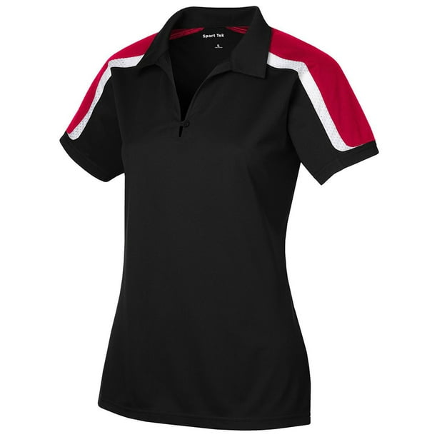 Sport-Tek - Sport-Tek Women's Tricolor Shoulder Polo Shirt_Black/True ...