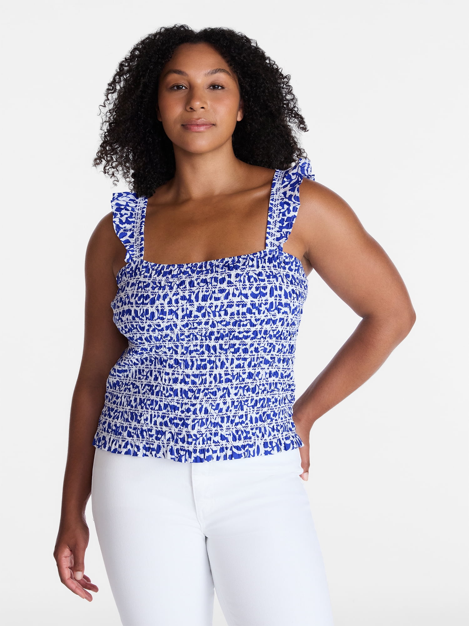 Time and Tru Women's Smocked Bodice Tank Top, Sizes XS - XXXL
