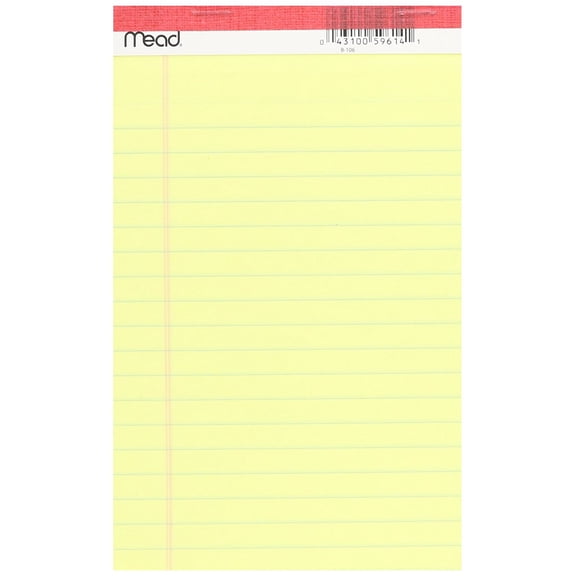 ACCO/MEAD 59614 50 Sheets 5" x 8" Yellow Legal Pad