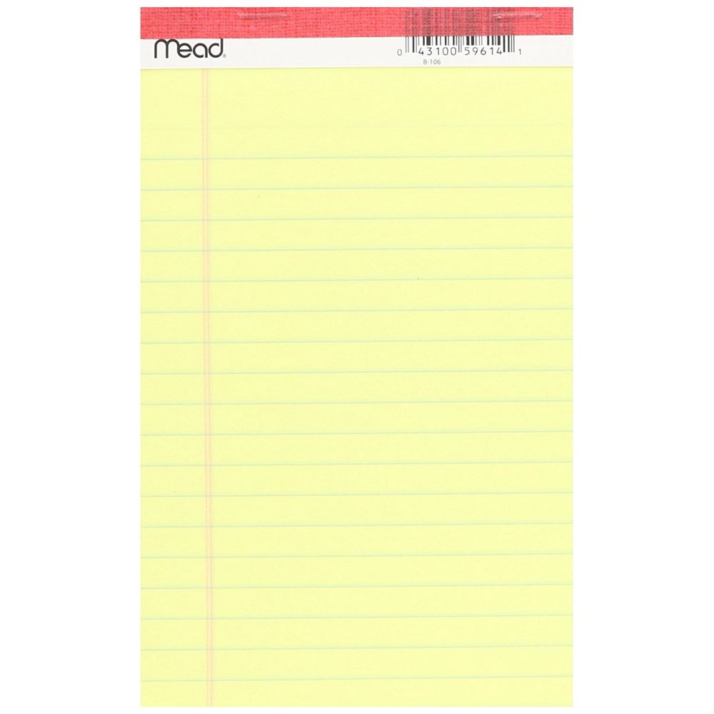 ACCO/MEAD 59614 50 Sheets 5" x 8" Yellow Legal Pad